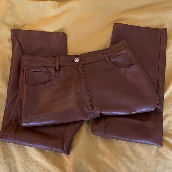 Wilfred Melina Caramel Faux Leather Pants - Picture 2 of 7